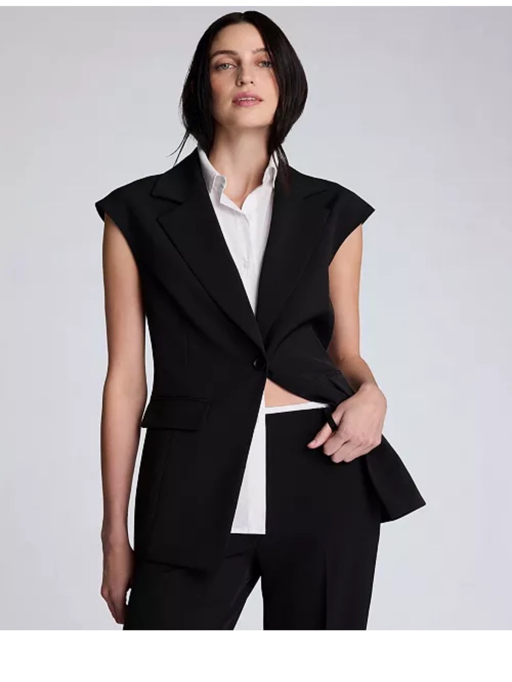 Kenneth Cole Women's Luxe Twill Sleeveless Vest with Detachable Shirt Size 4 NWT